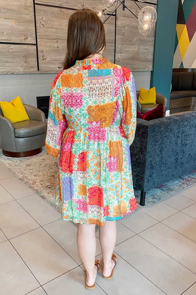 Patch It Up Lavender Multi Color Dress - Lyla's: Clothing, Decor & More - Plano Boutique
