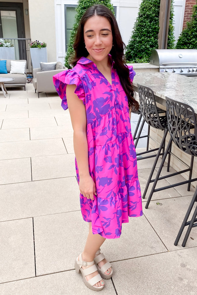 Oh Hey Girl Floral Print Magneta Dress - Lyla's: Clothing, Decor & More - Plano Boutique