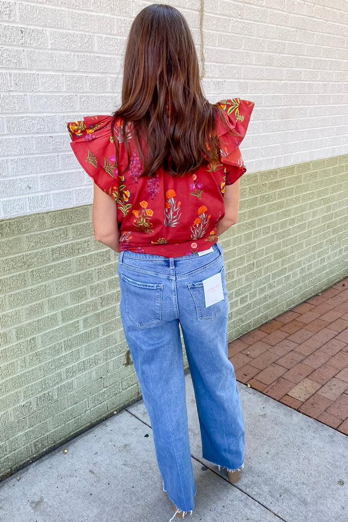 Sharpest High Rise Raw Hem Ankle Slim Wide Jeans by Lovervet - Lyla's: Clothing, Decor & More - Plano Boutique