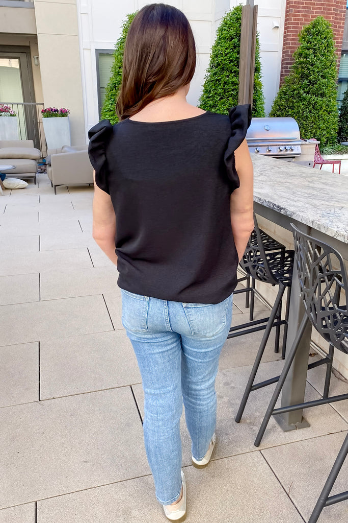 A Lil Ruffle Black Top - Lyla's: Clothing, Decor & More - Plano Boutique