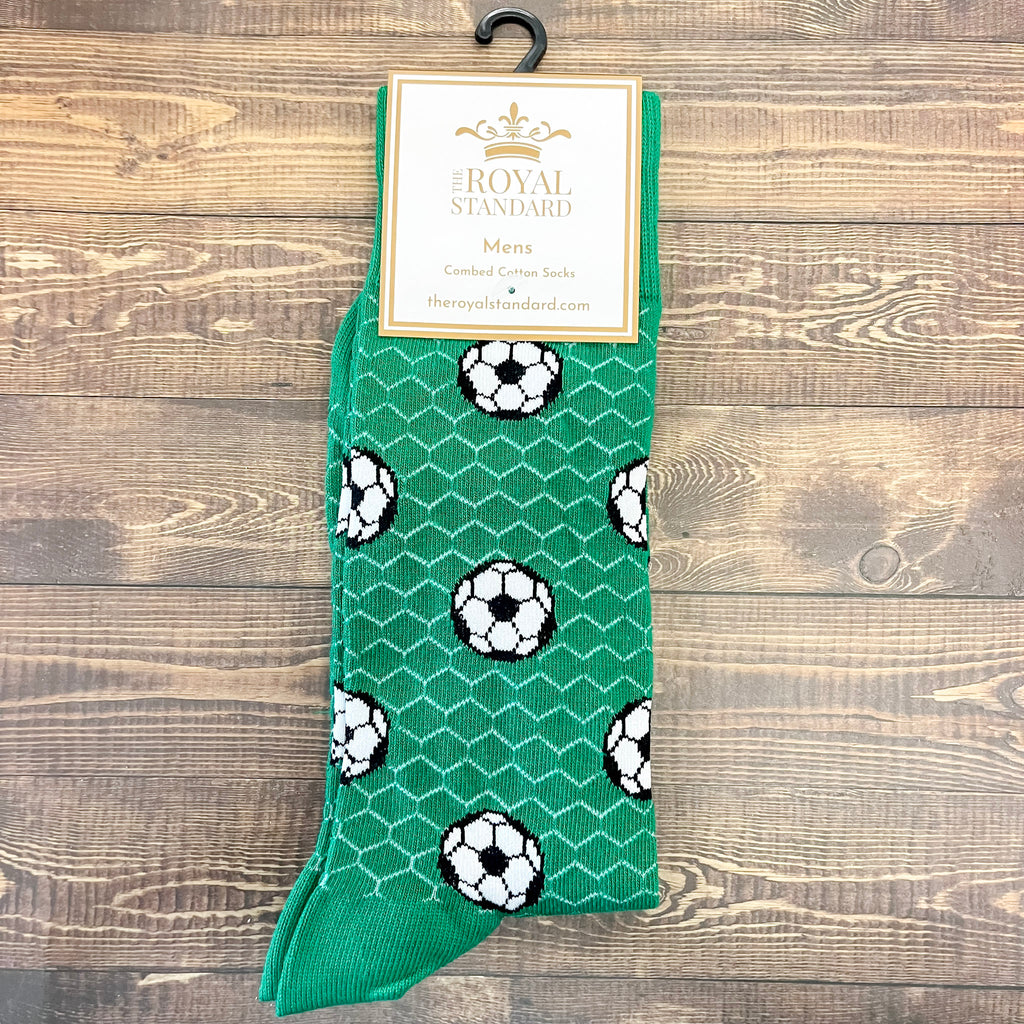 Soccer Print Mens Socks - Lyla's: Clothing, Decor & More - Plano Boutique