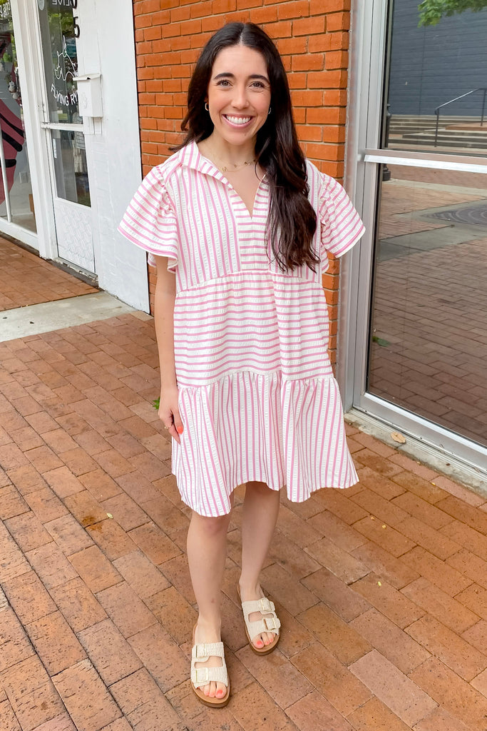 Fade Into Me Striped Rose Dress - Lyla's: Clothing, Decor & More - Plano Boutique