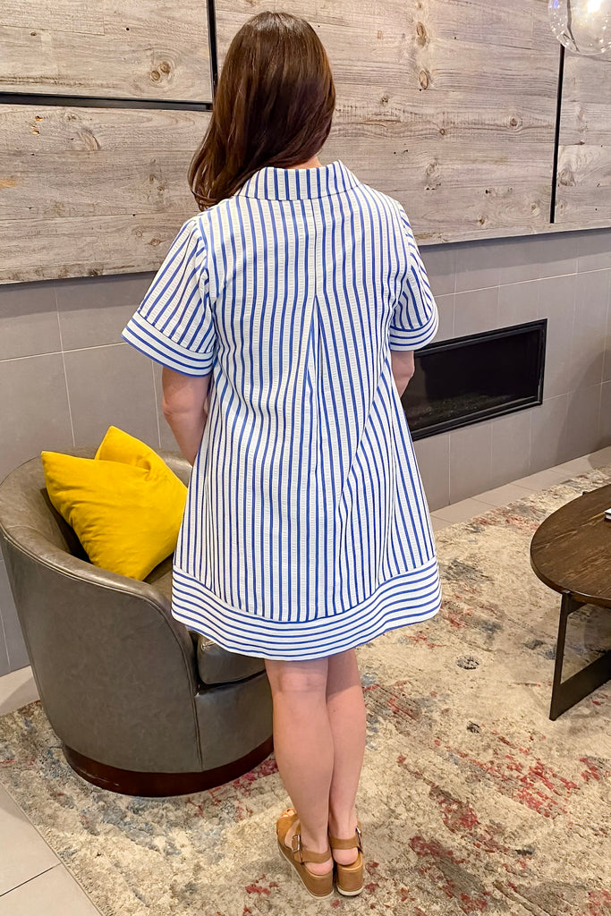 Felt Like A Breeze Striped Blue Dress - Lyla's: Clothing, Decor & More - Plano Boutique