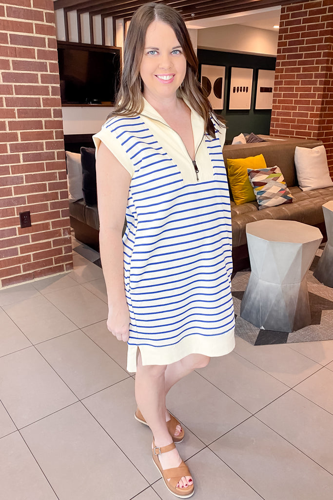 Striped Out Royal Blue Dress - Lyla's: Clothing, Decor & More - Plano Boutique