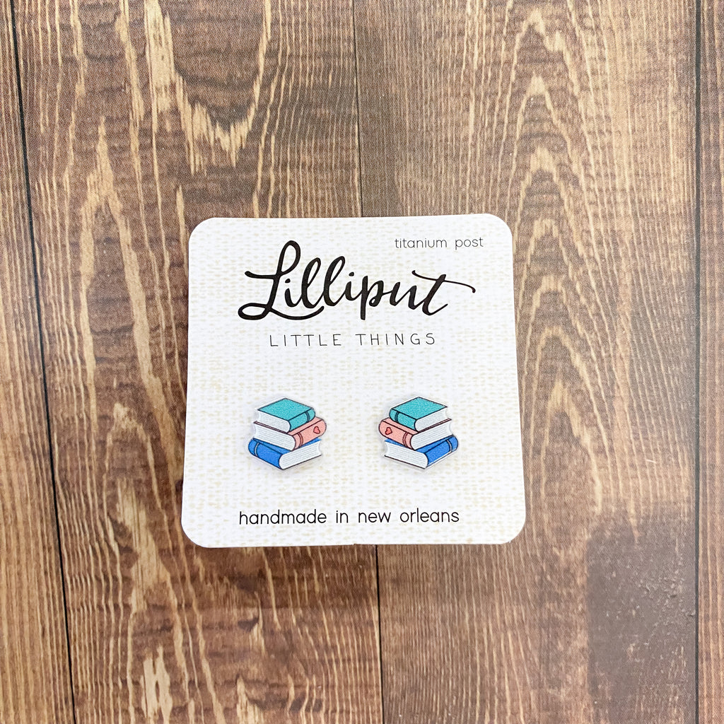 Book Stack Earrings by Lilliput Little Things - Lyla's: Clothing, Decor & More - Plano Boutique