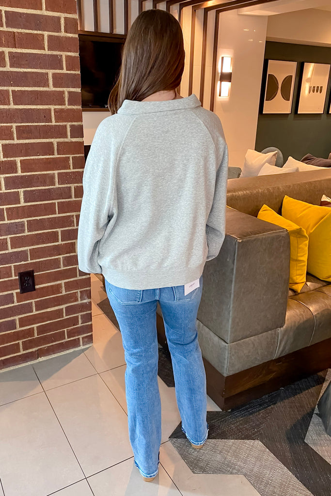 I Saw The Sign Collar Heather Grey Sweater - Lyla's: Clothing, Decor & More - Plano Boutique