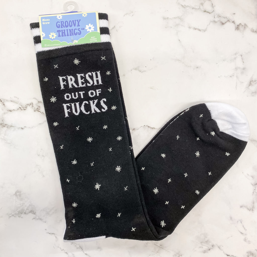 Fresh Out Of Fucks Mens Socks - Lyla's: Clothing, Decor & More - Plano Boutique