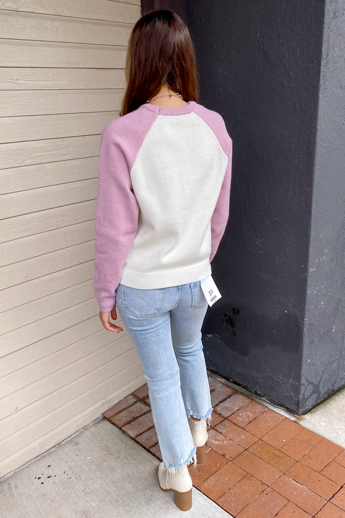 Texas Mauve and Ivory Colorblock Sweater - Lyla's: Clothing, Decor & More - Plano Boutique