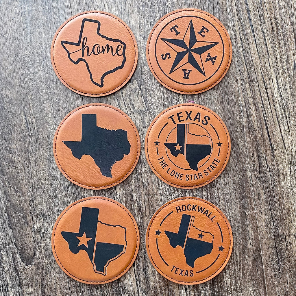 Leatherette Round Coaster Rawhide - Lyla's: Clothing, Decor & More - Plano Boutique