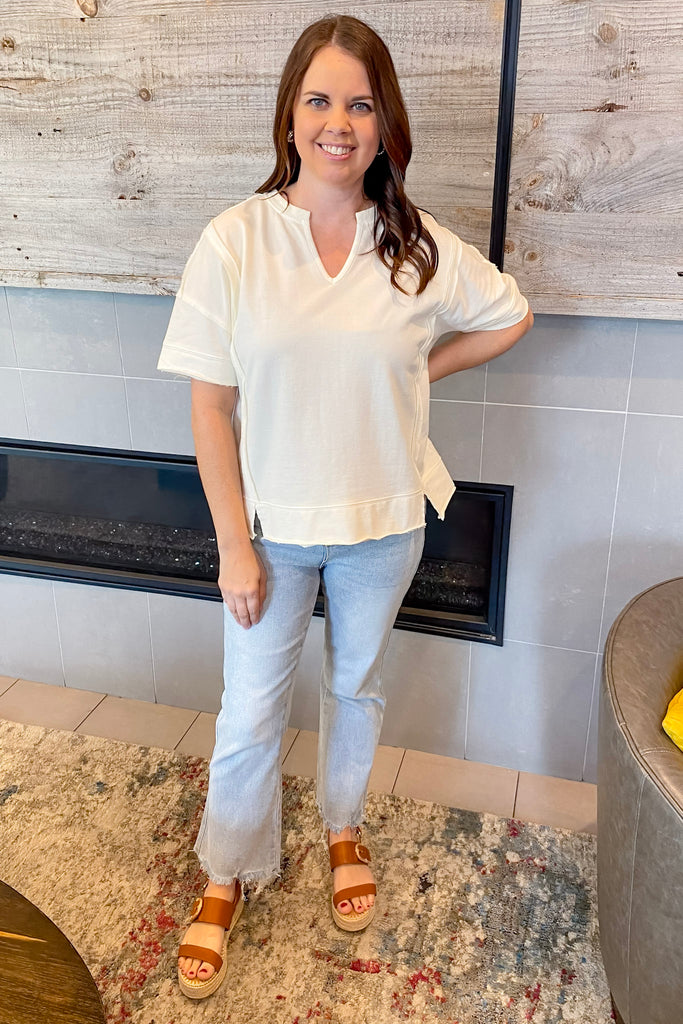 Around the World Ivory Top - Lyla's: Clothing, Decor & More - Plano Boutique