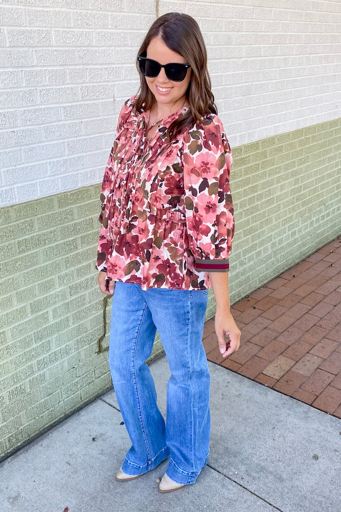 Tell a Friend Jewel Tone Wine Top - Lyla's: Clothing, Decor & More - Plano Boutique