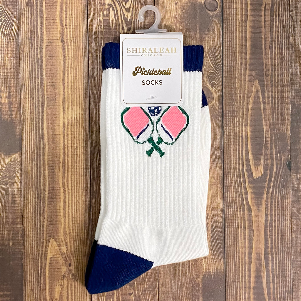 Pickleball Paddle White Sports Socks - Lyla's: Clothing, Decor & More - Plano Boutique