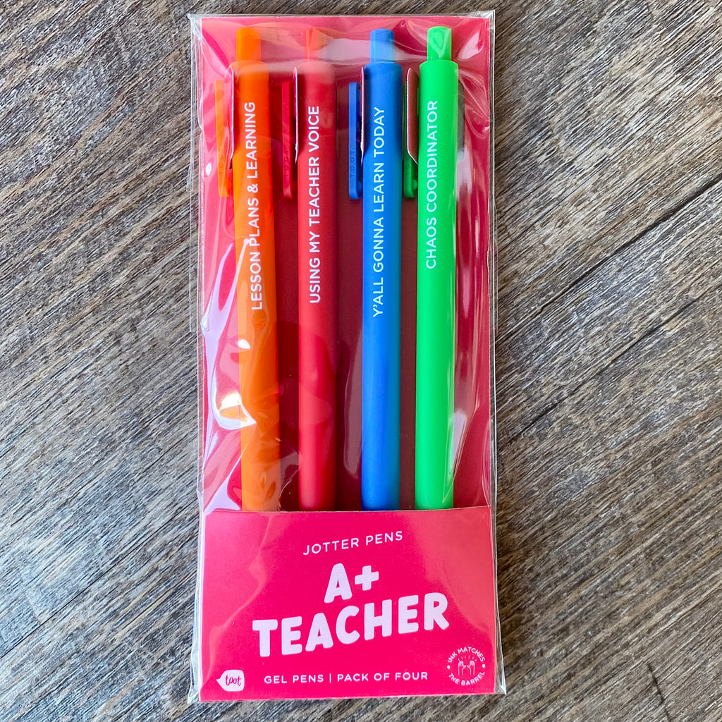 A+ Teacher Set of 4 Jotter Pens - Lyla's: Clothing, Decor & More - Plano Boutique