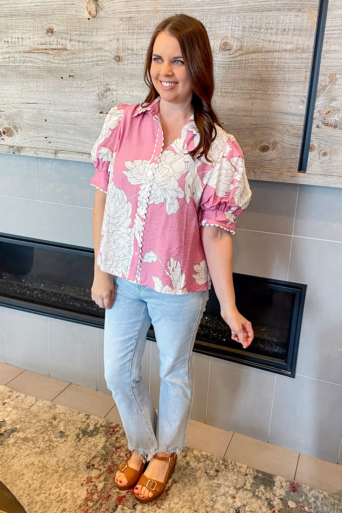 New Perspective Floral Print Pink Top - Lyla's: Clothing, Decor & More - Plano Boutique