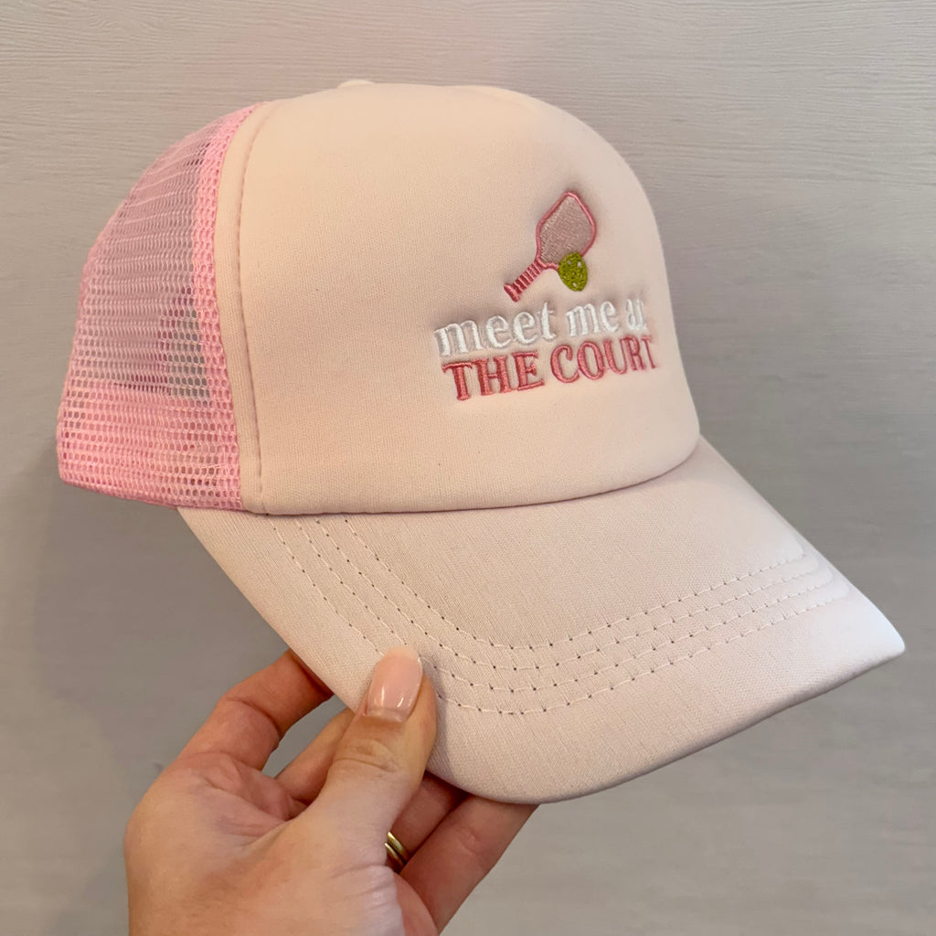 Embroidered Trucker Hat - Meet Me At the Court - Lyla's: Clothing, Decor & More - Plano Boutique