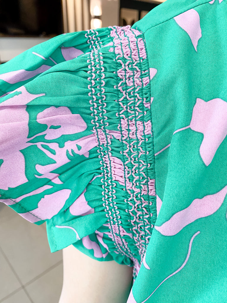 Beach Vacation Green Floral Print Top - Lyla's: Clothing, Decor & More - Plano Boutique