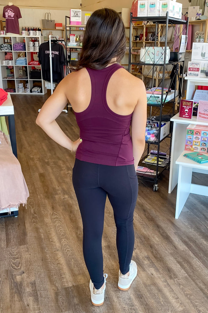 Athleisure Butter Sleeveless Racer Back Top Cassis - Lyla's: Clothing, Decor & More - Plano Boutique