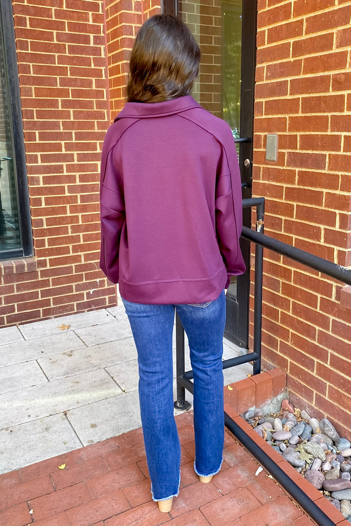 I See You Longsleeve Collar Plum Top - Lyla's: Clothing, Decor & More - Plano Boutique