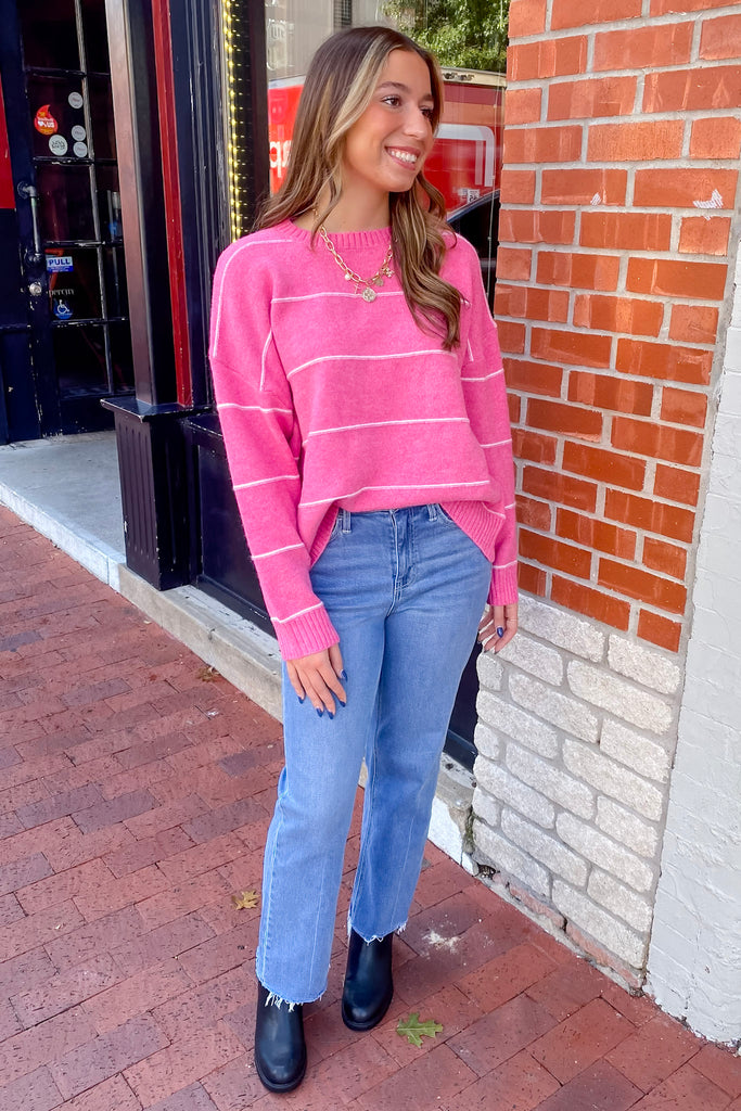 Elevate Your Look Pink Striped Sweater - Lyla's: Clothing, Decor & More - Plano Boutique