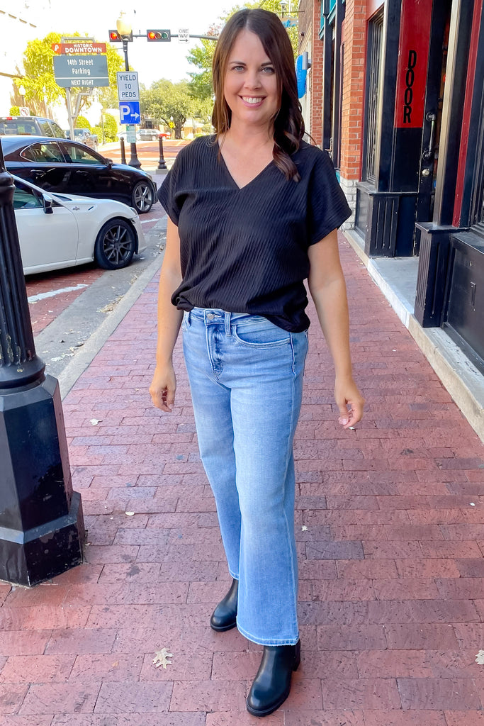 Abound High Rise Crop Wide Leg Denim By Lovervet - Lyla's: Clothing, Decor & More - Plano Boutique