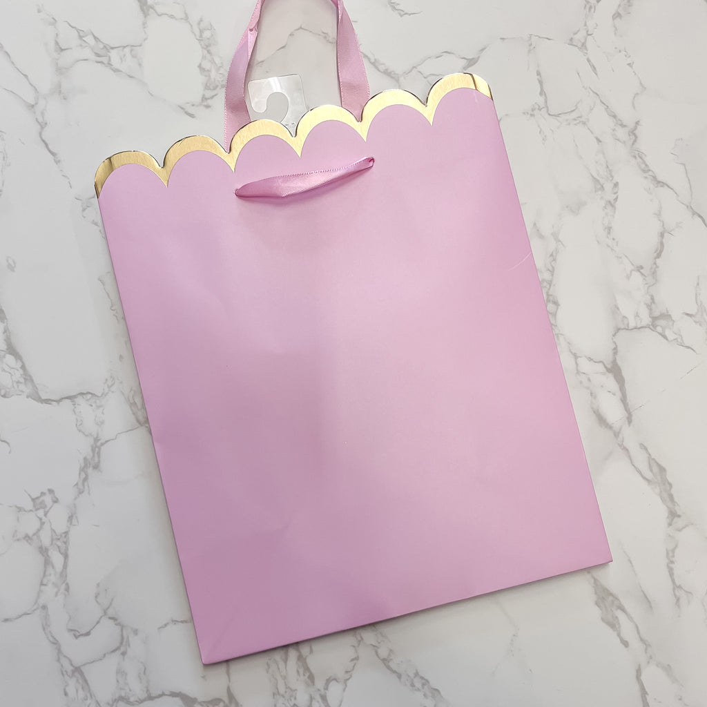 Simple Scallop Medium Gift Bag - Tulip Pink - Lyla's: Clothing, Decor & More - Plano Boutique