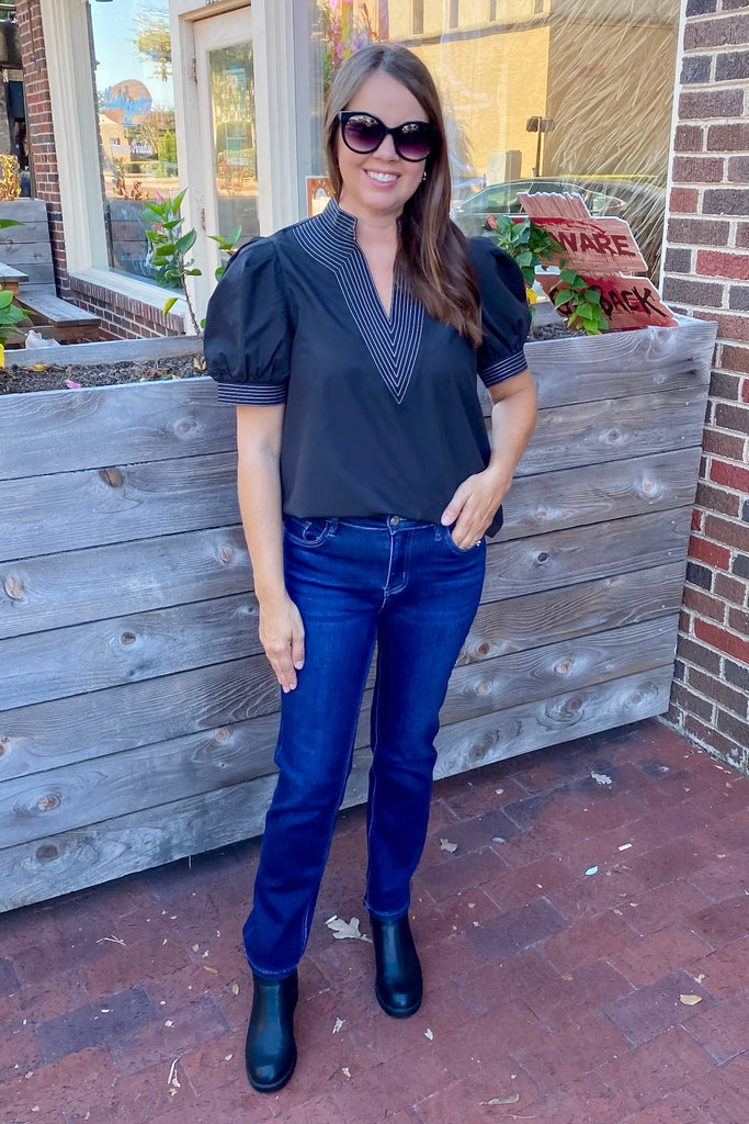 Carlene Glorious Joy Mid Rise Ankle Slim Straight Jeans by Vervet - Lyla's: Clothing, Decor & More - Plano Boutique