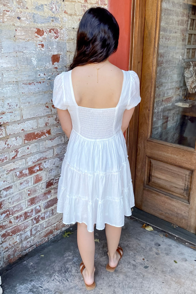 Elegant Glow Square Neck White Dress - Lyla's: Clothing, Decor & More - Plano Boutique