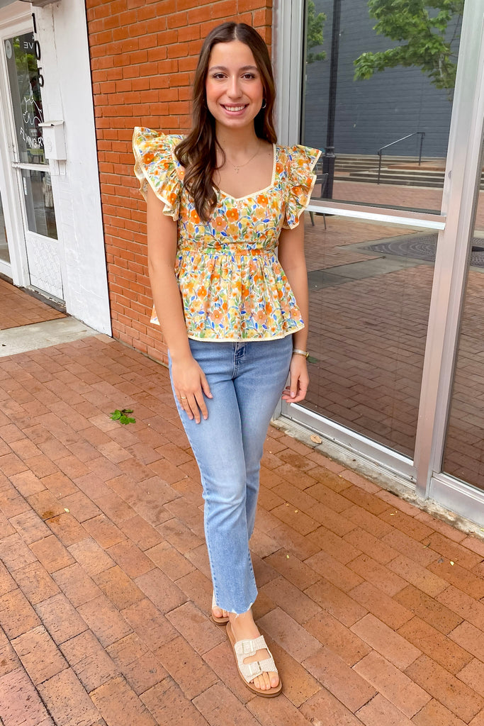 Enjoy the Moments Floral Print Yellow Top - Lyla's: Clothing, Decor & More - Plano Boutique
