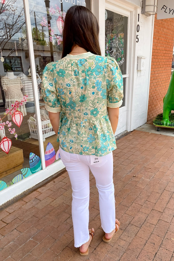 Convince Me Floral Print Emerald Top - Lyla's: Clothing, Decor & More - Plano Boutique