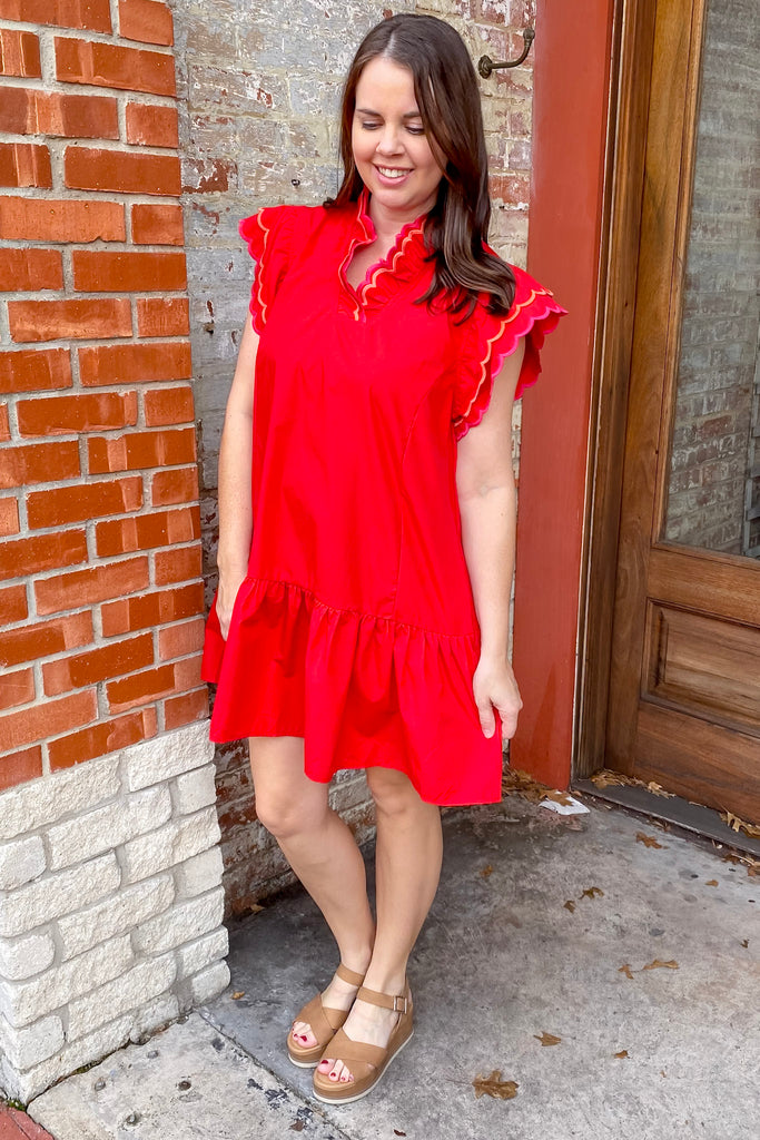 Cherry Blossom Flair Red Dress - Lyla's: Clothing, Decor & More - Plano Boutique