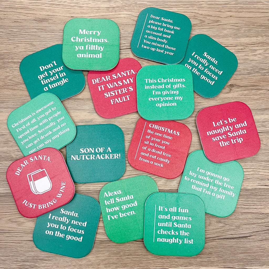 Funny Christmas Coasters - Lyla's: Clothing, Decor & More - Plano Boutique