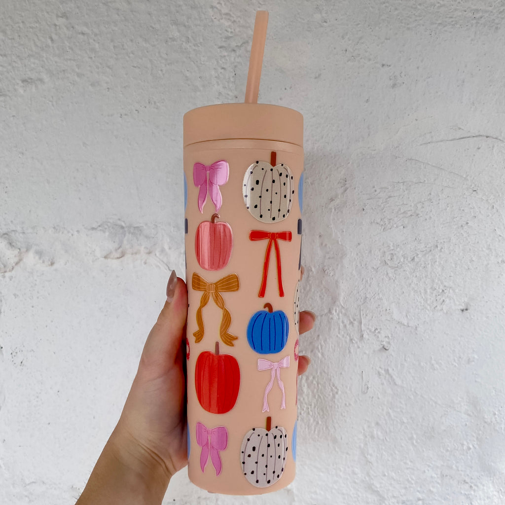 Fall Pumpkins & Coquette Bows Acrylic Tumbler - Lyla's: Clothing, Decor & More - Plano Boutique