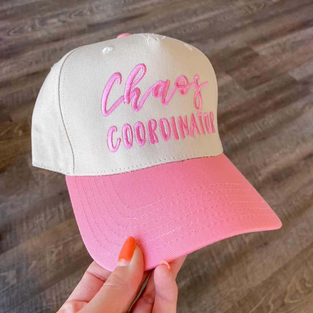 Chaos Coordinator Two Toned Pink and Tan Vintage Baseball Hat - Lyla's: Clothing, Decor & More - Plano Boutique