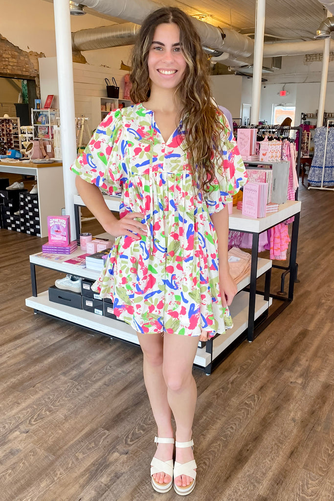 Splatter Paint Pink Royal Dress - Lyla's: Clothing, Decor & More - Plano Boutique