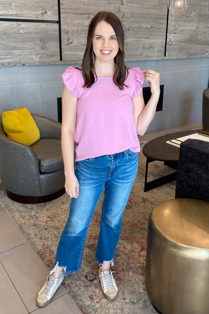 A Lil Ruffle Orchid Top - Lyla's: Clothing, Decor & More - Plano Boutique