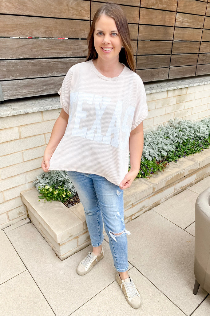 Texas Corduroy Graphic Cream Short Sleeve Top - Lyla's: Clothing, Decor & More - Plano Boutique