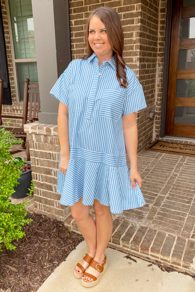 Better With You Light Denim Striped Dress - Lyla's: Clothing, Decor & More - Plano Boutique