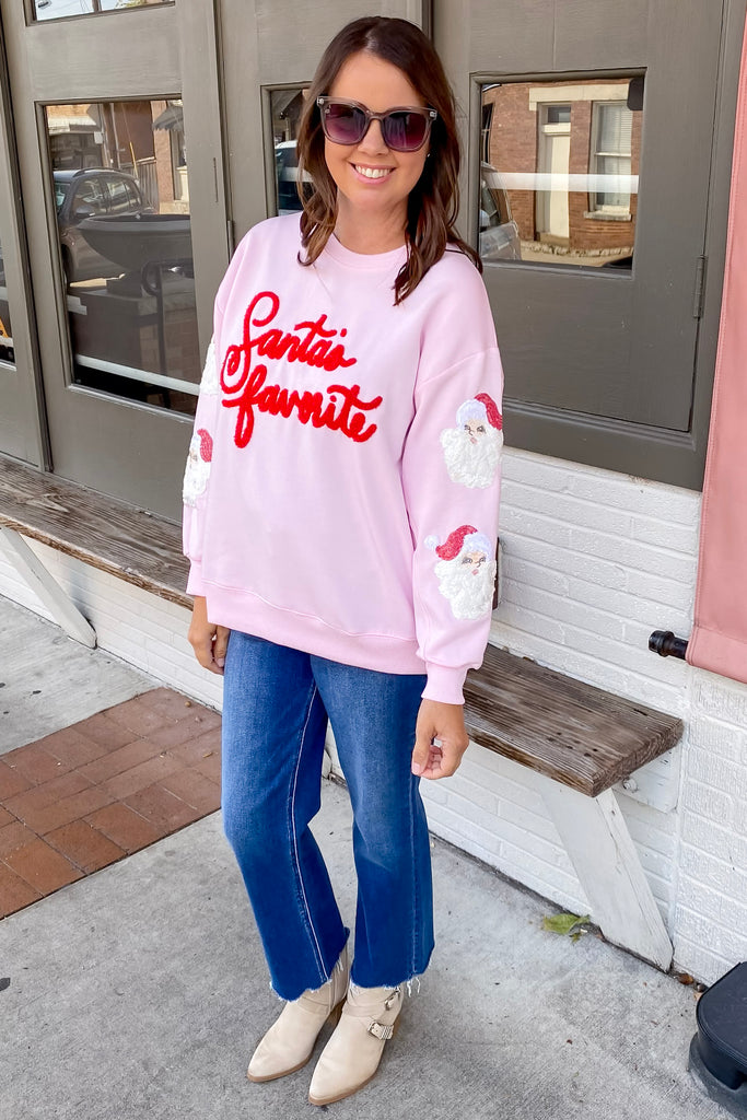 Santa's Favorite Sequin Pink Sweater - Lyla's: Clothing, Decor & More - Plano Boutique