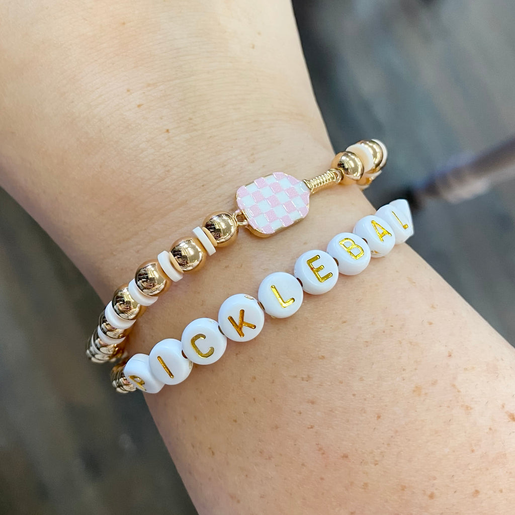 Pink Pickleball Paddles Duo Bracelets - Lyla's: Clothing, Decor & More - Plano Boutique