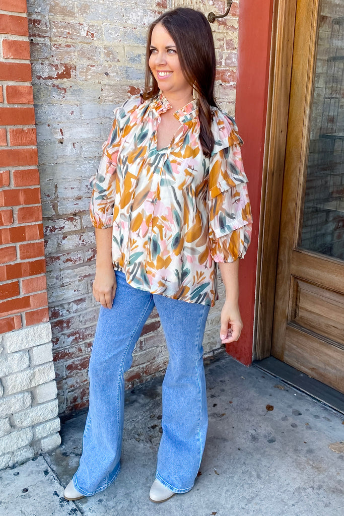 Spend the Day Printed Beige Top - Lyla's: Clothing, Decor & More - Plano Boutique