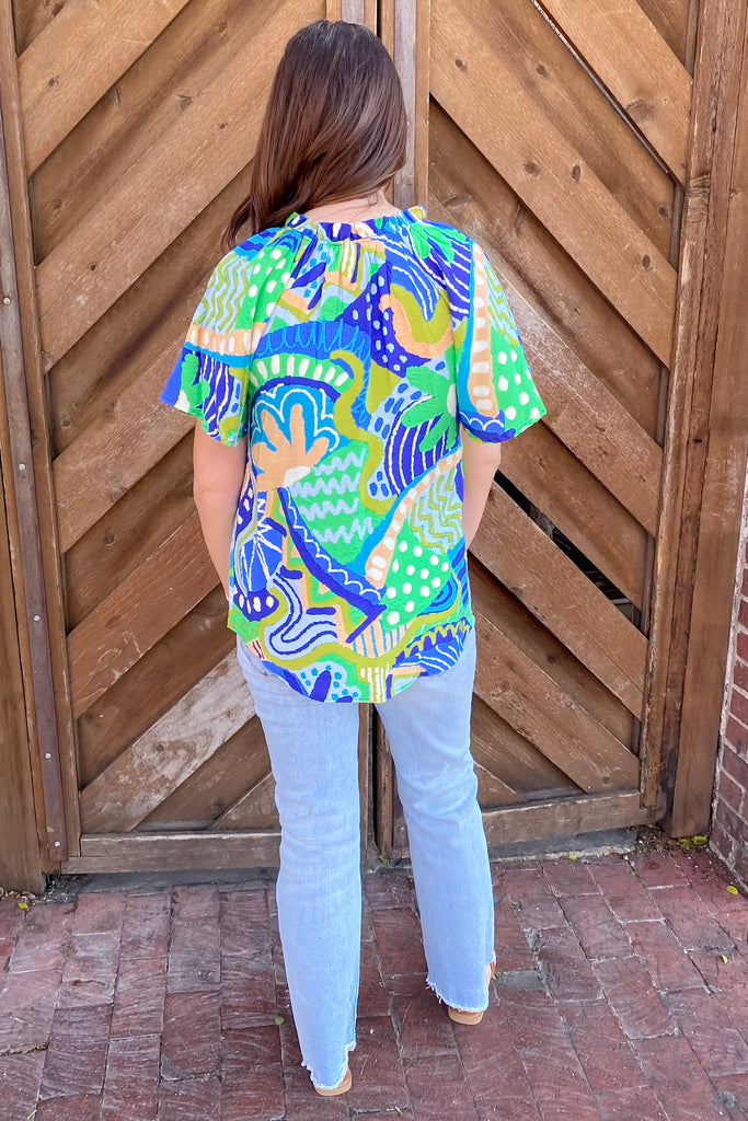 Destined For You Blue Print Top - Lyla's: Clothing, Decor & More - Plano Boutique
