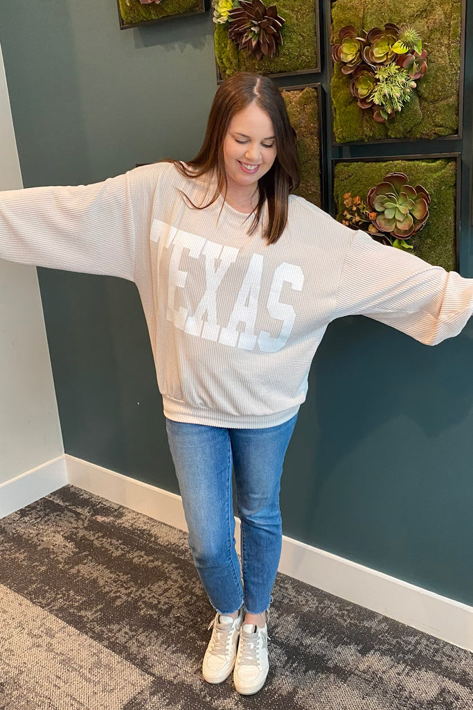 Texas Corduroy Graphic Cream Sweater - Lyla's: Clothing, Decor & More - Plano Boutique