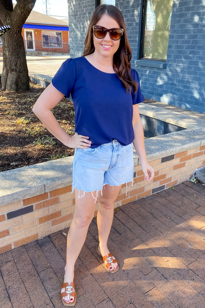 Rebecca Tana River High Rise Denim Shorts by Vervet - Lyla's: Clothing, Decor & More - Plano Boutique