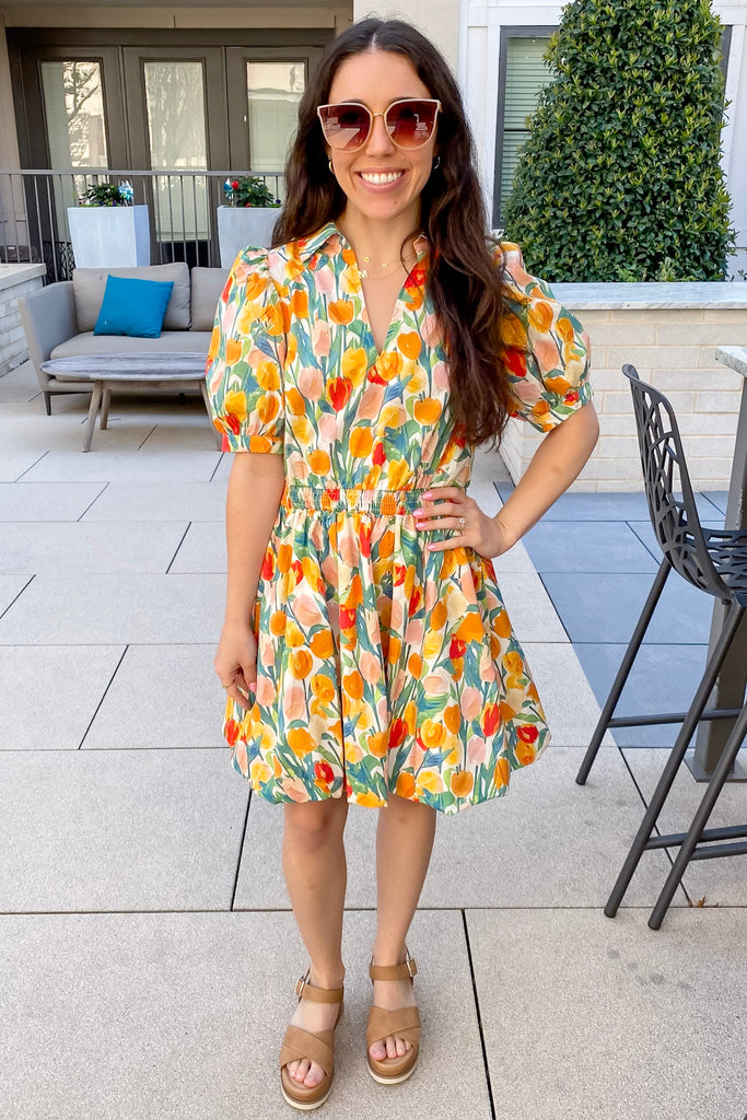 Picking Tulips Yellow Print Dress - Lyla's: Clothing, Decor & More - Plano Boutique