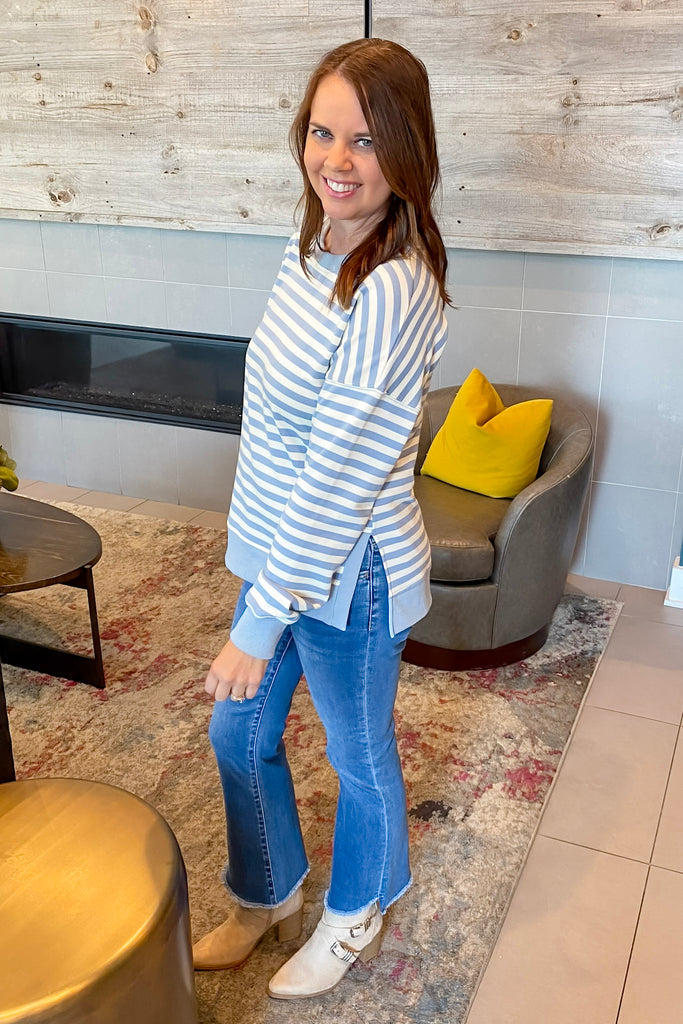 Daydream Striped Blue Sweater - Lyla's: Clothing, Decor & More - Plano Boutique