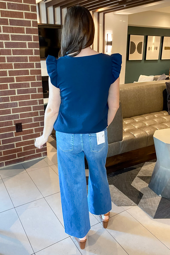 A Lil Ruffle Navy Top - Lyla's: Clothing, Decor & More - Plano Boutique