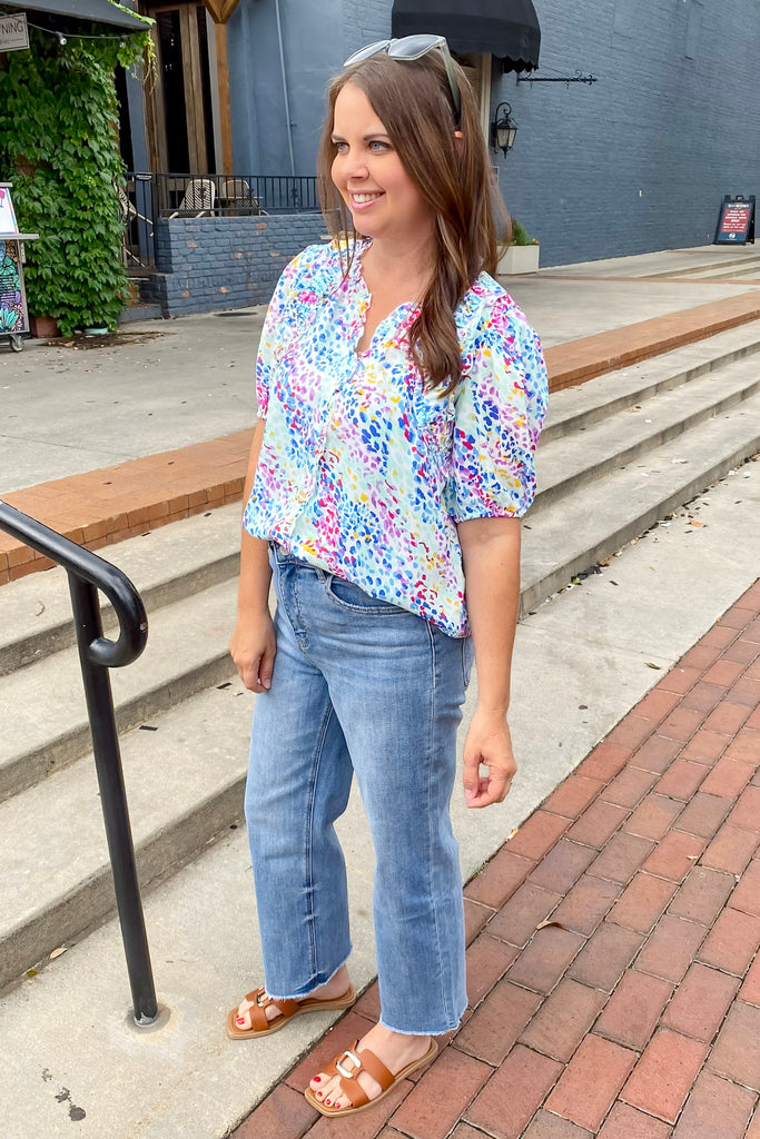 Multi Color Spots Printed Top - Lyla's: Clothing, Decor & More - Plano Boutique
