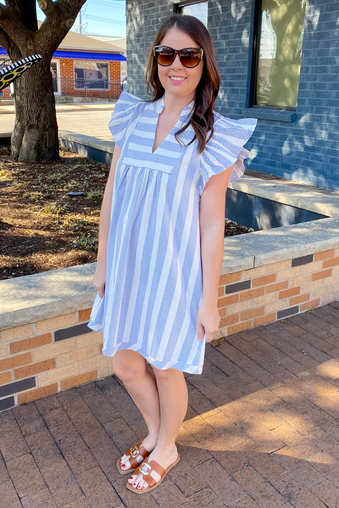 Sail Away Striped Blue Dress - Lyla's: Clothing, Decor & More - Plano Boutique
