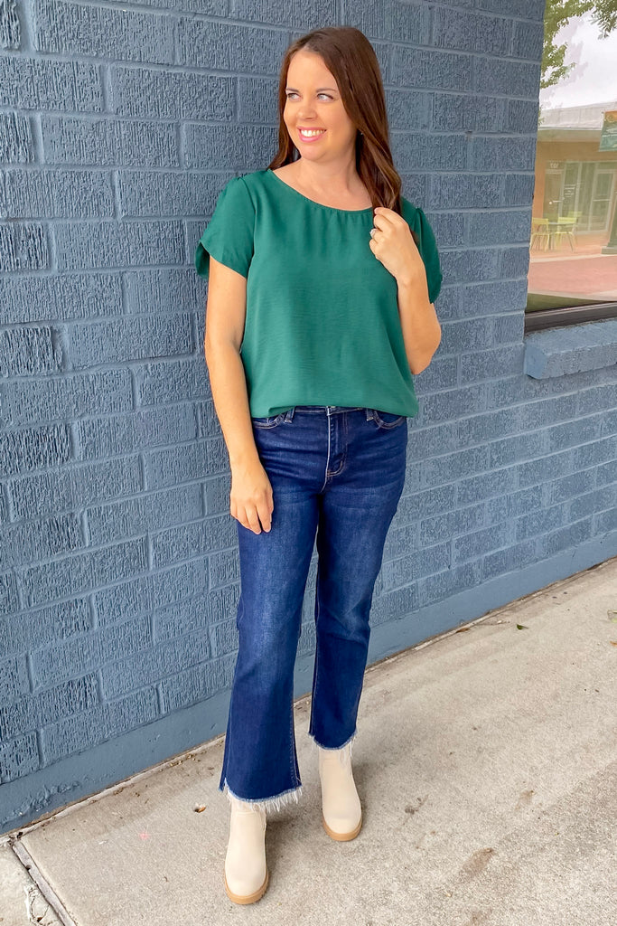 Wonder About You Hunter Green Top - Lyla's: Clothing, Decor & More - Plano Boutique
