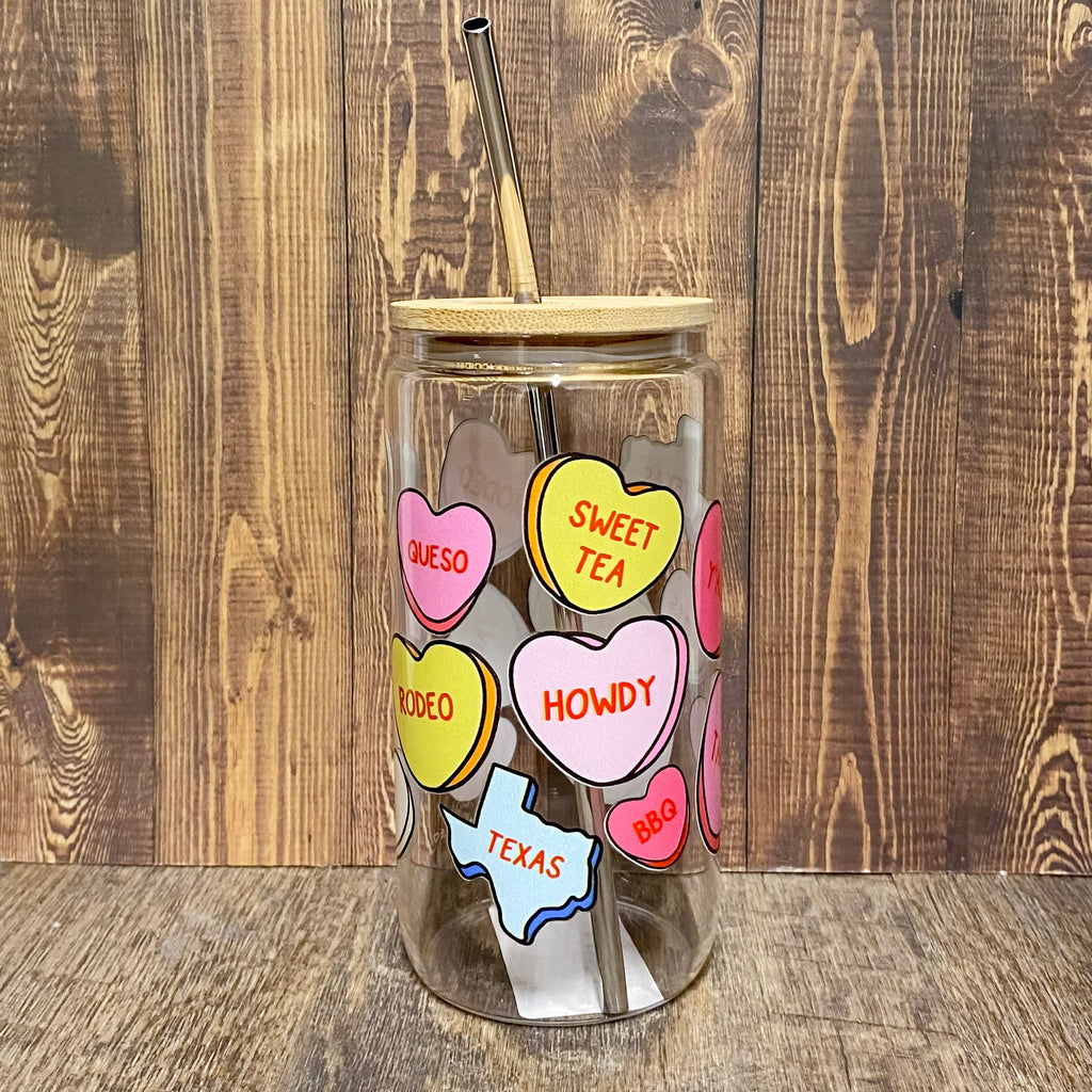Western Conversation Heart Glass Can by Callie Danielle - Lyla's: Clothing, Decor & More - Plano Boutique